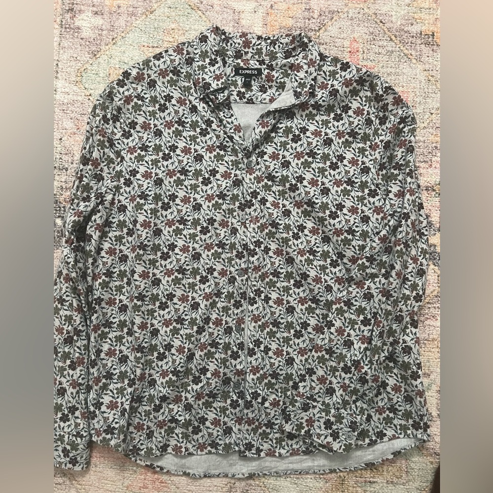 Express Men's Floral Button-Down Shirt